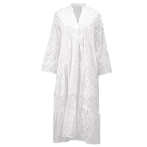 Women Eyelet Dress Boho Maxi Dress - Picture 2 of 2